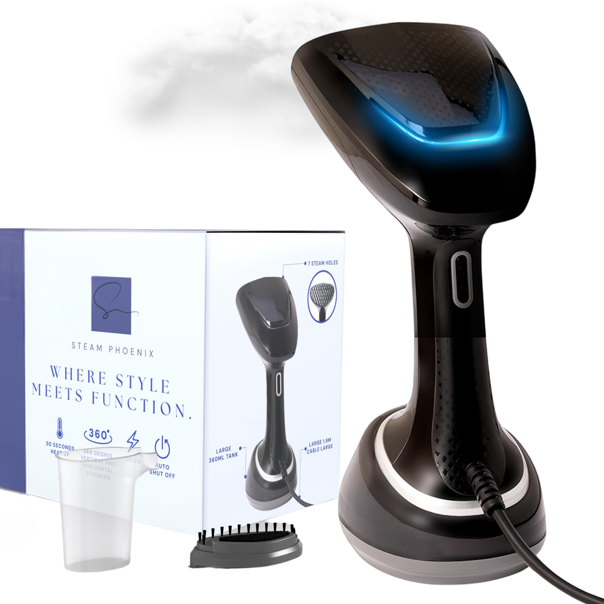 1200W Powerful Handheld Garment Steamer for Clothes - Portable Mini Travel Steamer & Iron All-in-One - Quick Wrinkle Remover for Shirts, Dresses, Suits & Fabrics - Perfect for Home, Office & Travel Use