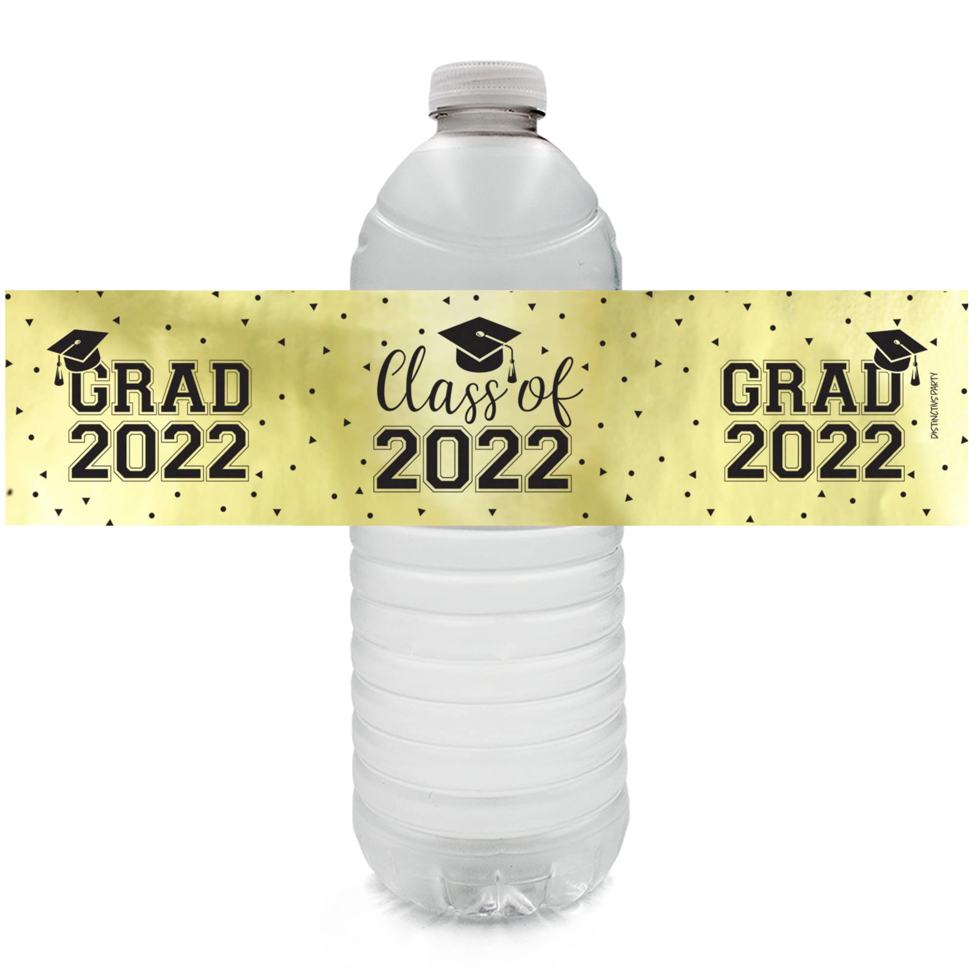 Class of 2022 Graduation Water Bottle Labels - 24 Pack Gold & Black School Color Stickers - Perfect for Graduation Parties, School Events & Gift Decorations