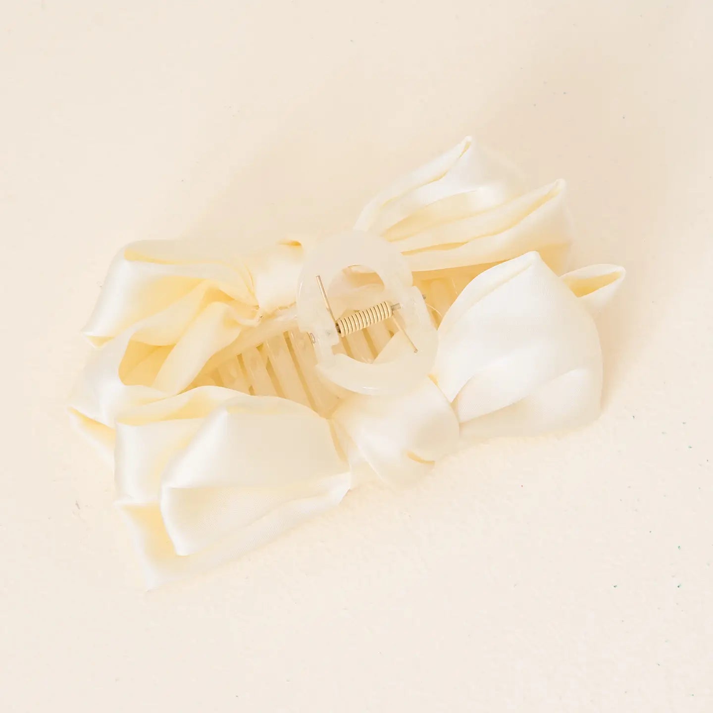 Ivory Satin Hair Bow Clip - Elegant Bridal Hair Accessory for Weddings, Prom & Special Occasions
