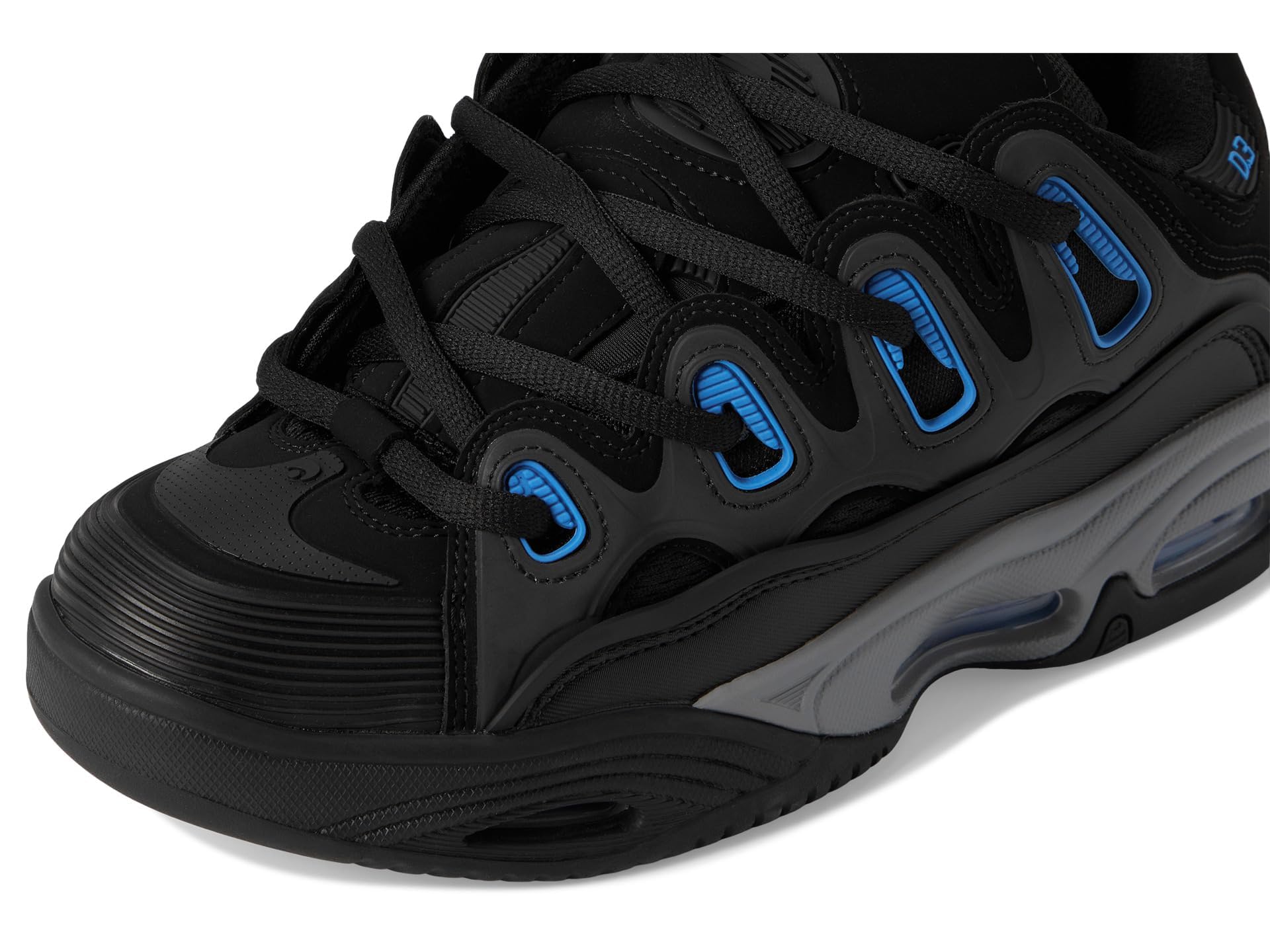 Osiris Men's D3 2001 Skate Shoes - Black/Grey/Blue - Size 10 - High-Performance Skateboarding Shoes for Street & Park Skating