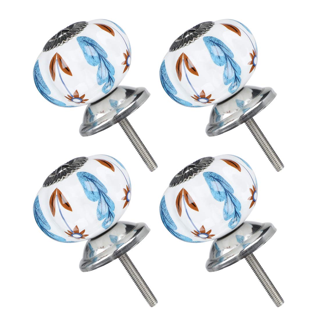 40mm Ceramic Knobs 4pcs - Pumpkin Pull Handles for Drawers Cabinets Wardrobes