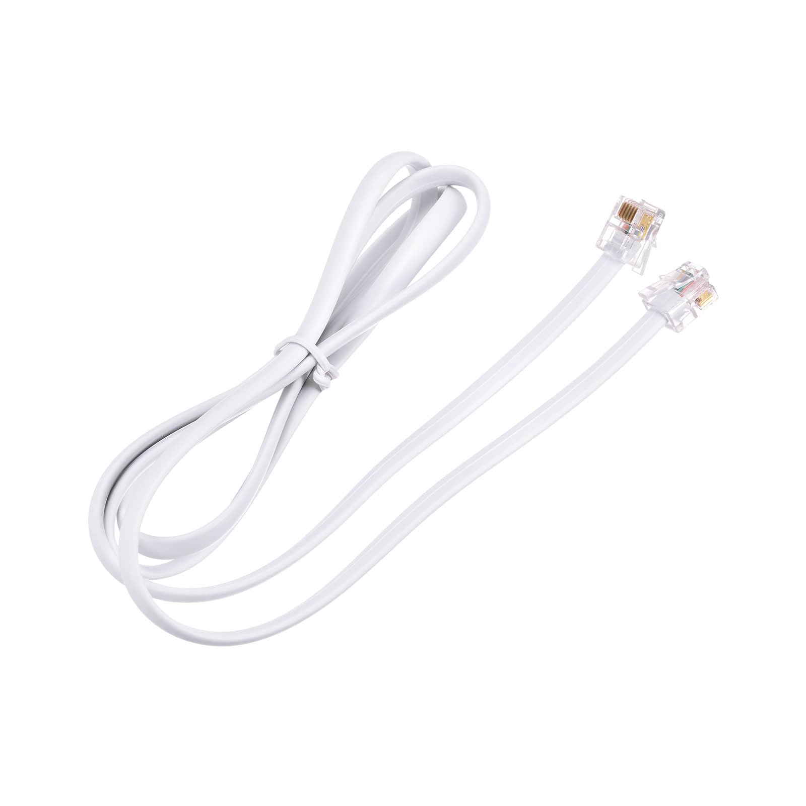 3.28FT MECCANIXITY Phone Extension Cord - RJ11 6P6C Male to Male Telephone Cable for Landline Phones & Fax Machines (White) | Perfect for Home Office, Business Use & Long Distance Connections