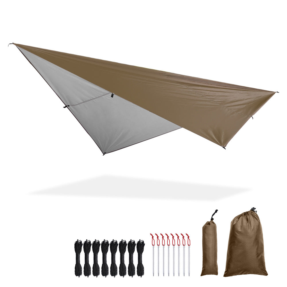 TheLAShop 10x10ft Waterproof Camping Tarp - Lightweight UV50+ Sun Protection & PU 3000mm Waterproof - Perfect for Outdoor Camping, Hiking, Picnics, and Beach Shelter