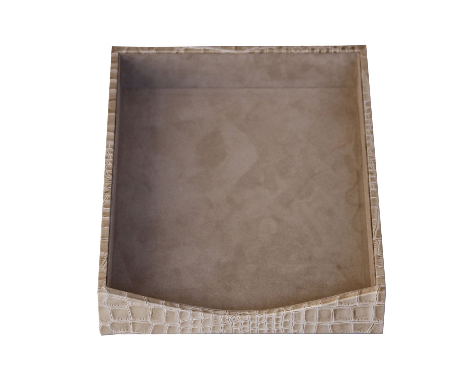 Dacasso Protacini Breeze Beige Italian Patent Leather Letter Tray - Front Loading Office Organizer for Desk, Files, Mail & Documents | Perfect for Home & Office Workspace Organization