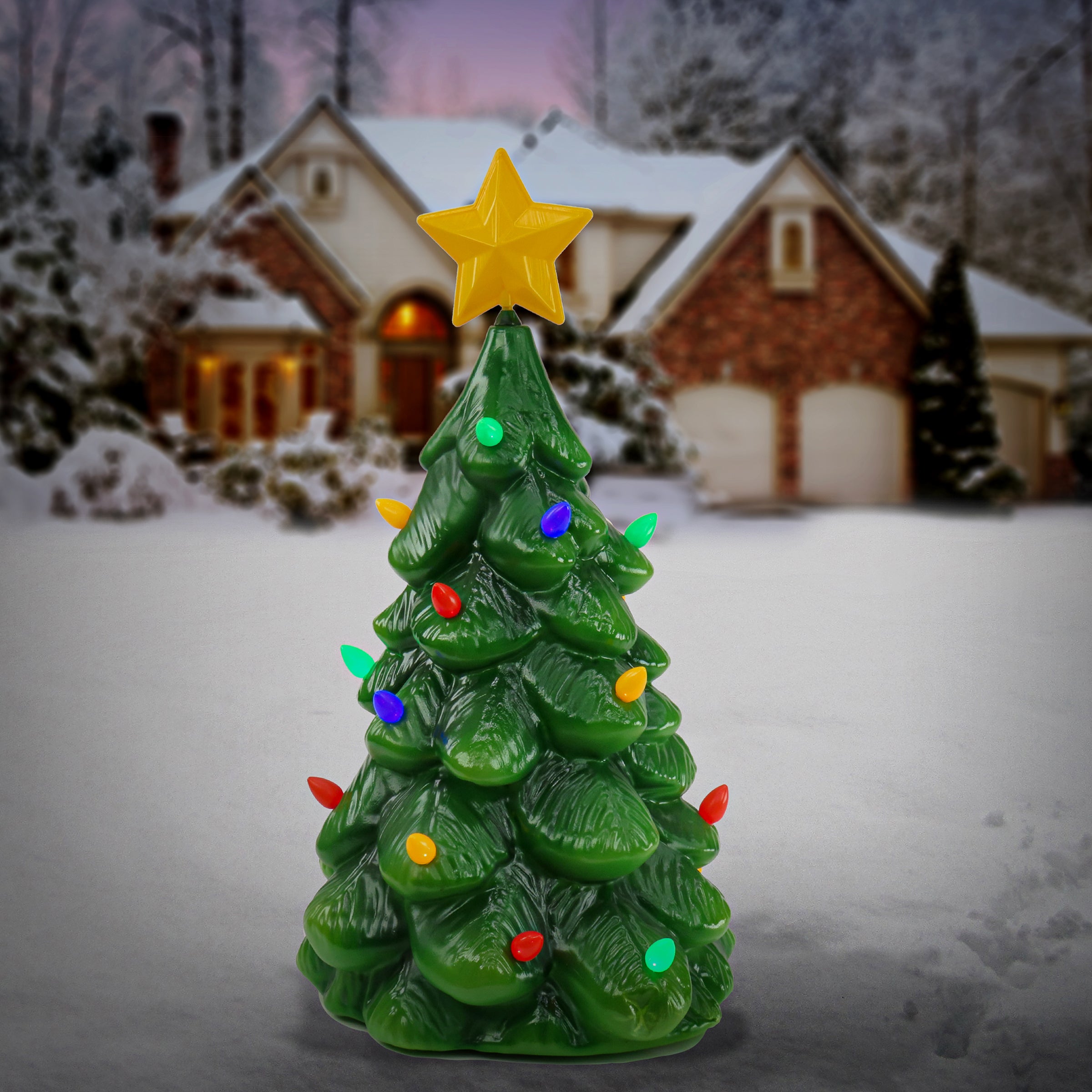 36 Inch Classic Christmas Tree with Red, Blue, and Green LED Lights - Perfect for Holiday Home Decor, Office, and Festive Party Decorations