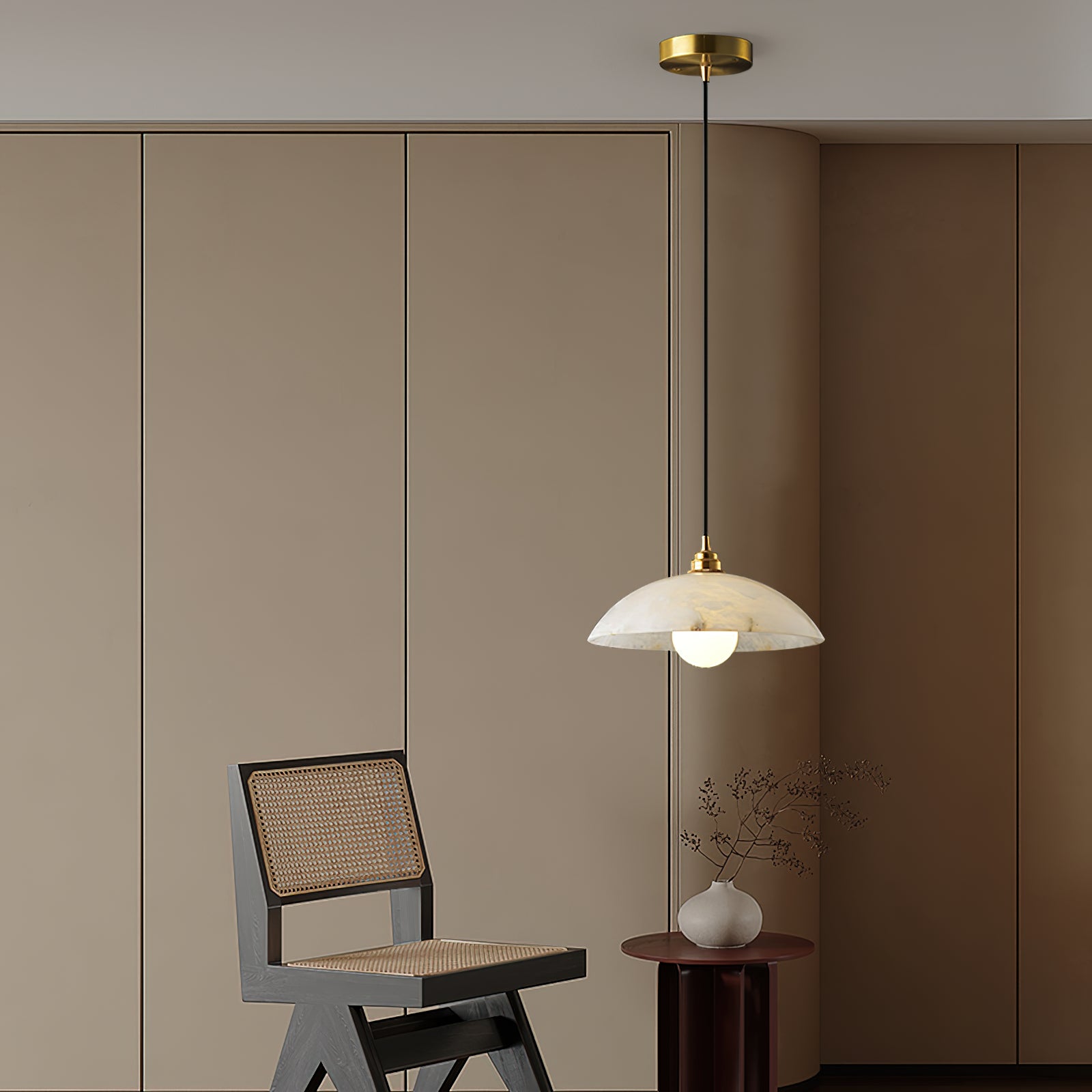 Elegant Dome Alabaster Pendant Light - Modern Crystal Glass Ceiling Lamp for Dining Room, Kitchen Island & Bedroom Lighting