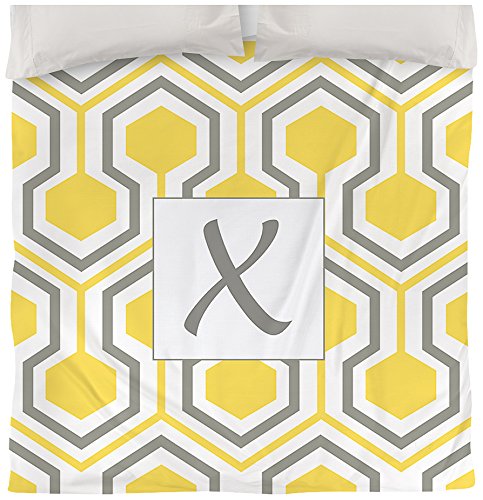 Monogrammed Letter X Yellow Honeycomb Duvet Cover - Queen/Full Size by Manual Woodworkers & Weavers | Perfect for Bedroom Decor, Guest Room Styling & Cozy Home Makeover