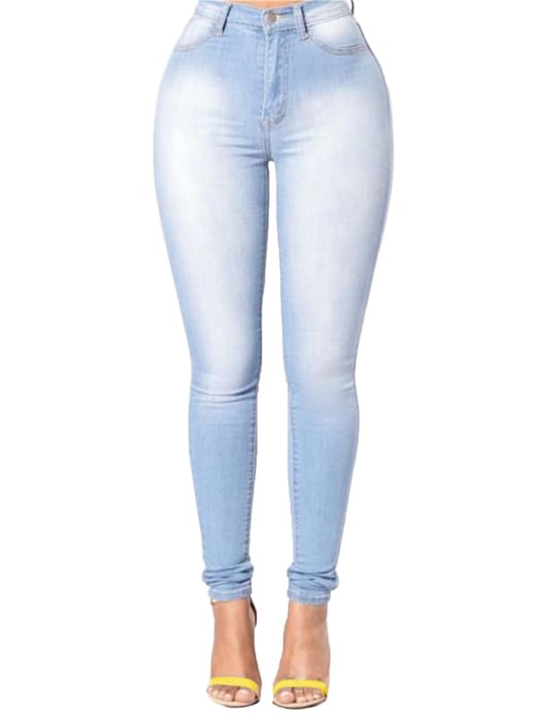 Andongnywell High Rise Stretch Denim Skinny Jeans for Women - Pull On Butt Lift Jeans, Juniors Classic Stretch Jeans | Perfect for Casual Wear, Office Outfits & Night Out