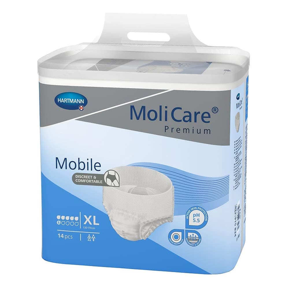 MoliCare Premium Mobile Underwear for Adults - X-Large Size (Case of 56 Pads) - Super Absorbent Incontinence Protection for Active Lifestyles, Travel & Daily Comfort