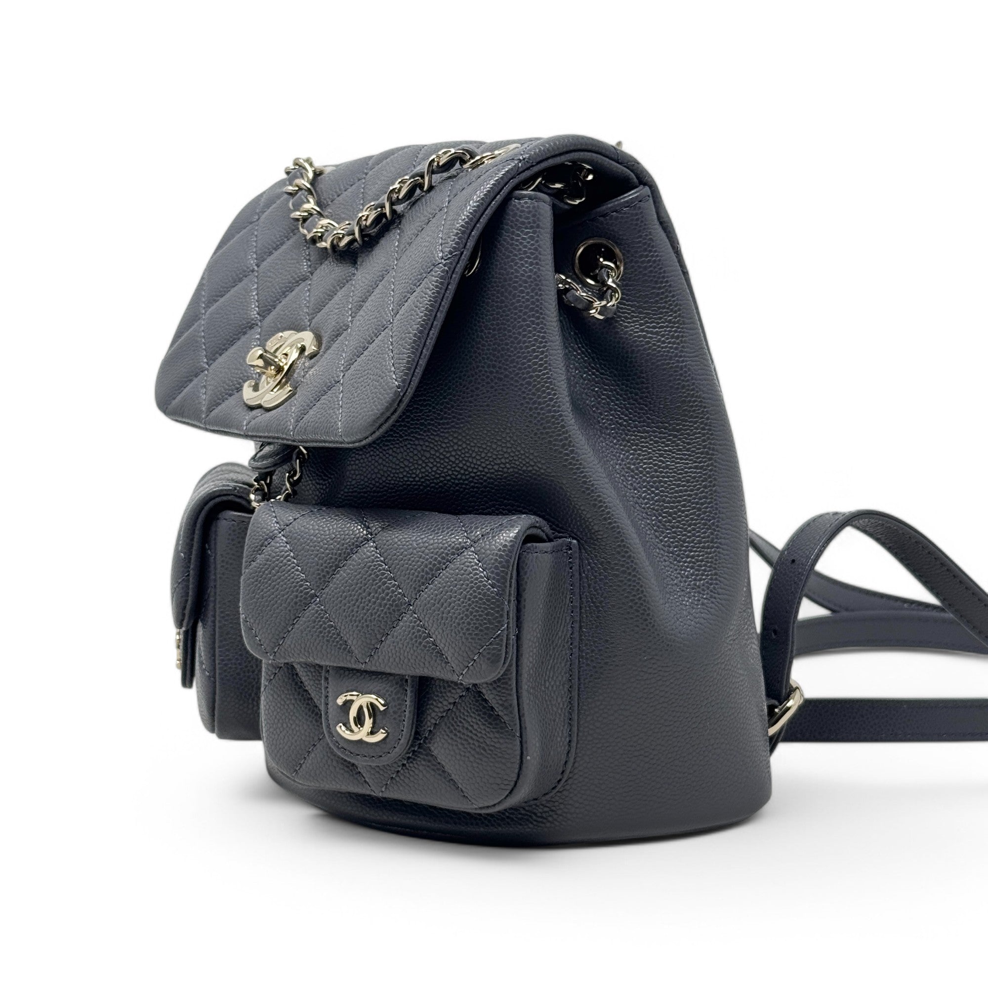 Chanel Grey Mini Duma Backpack with Pockets - Luxury Designer Crossbody Bag for Women, Perfect for Travel, Shopping & Everyday Use