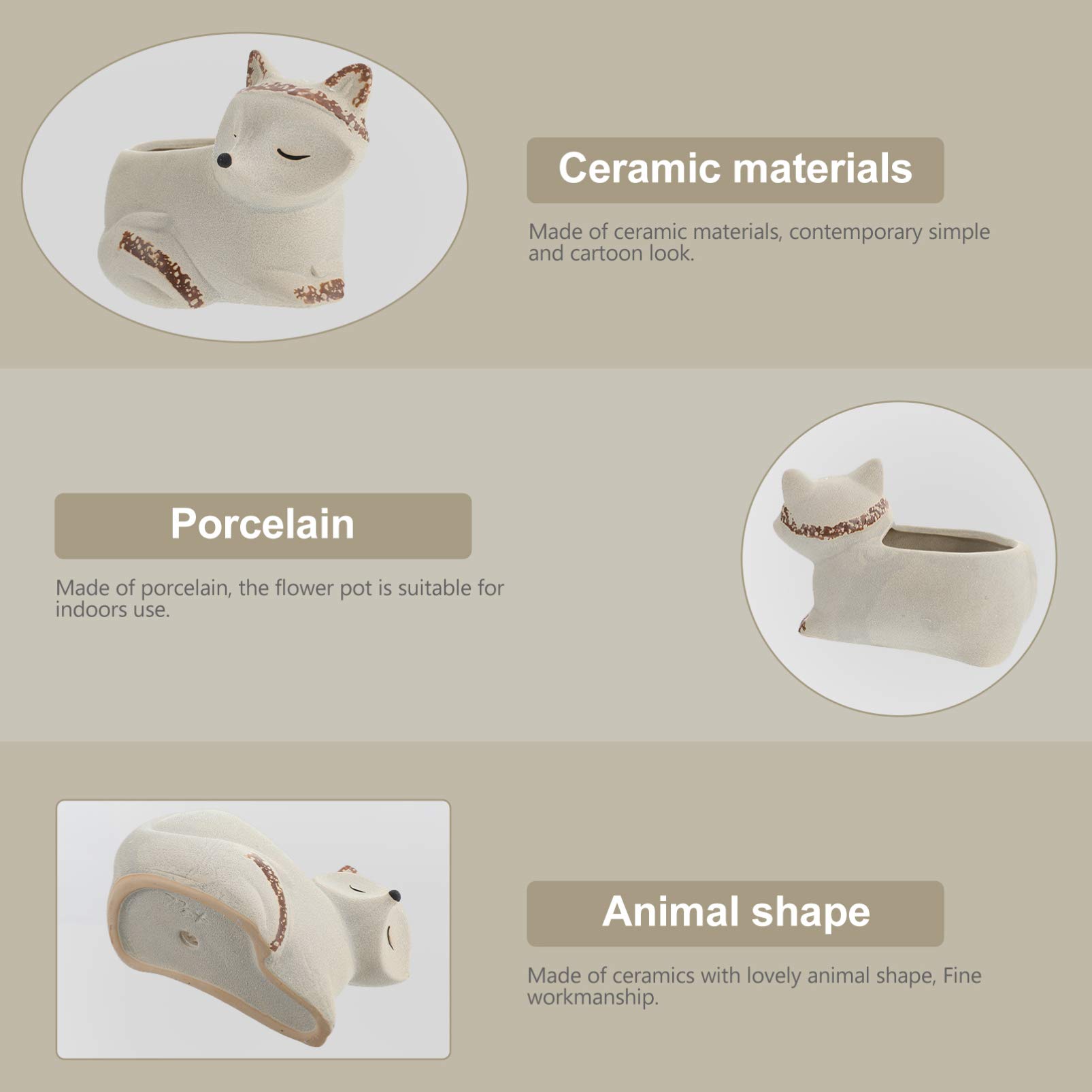 1pc Cute Animal-Shaped Ceramic Succulent Planter - Modern Decorative Flower Pot for Plants, Home & Office Decor - Perfect for Succulents, Cacti, and Small Indoor Plants
