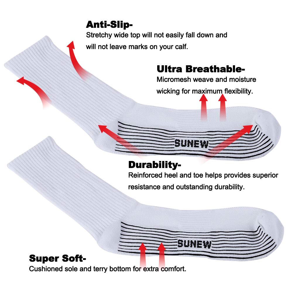 Sunew Bamboo Viscose Socks for Men & Women - 6 Pairs Soft Cushioned Crew Socks for Workout, Hiking, Running & Outdoor Activities | Breathable Moisture-Wicking Comfort Socks