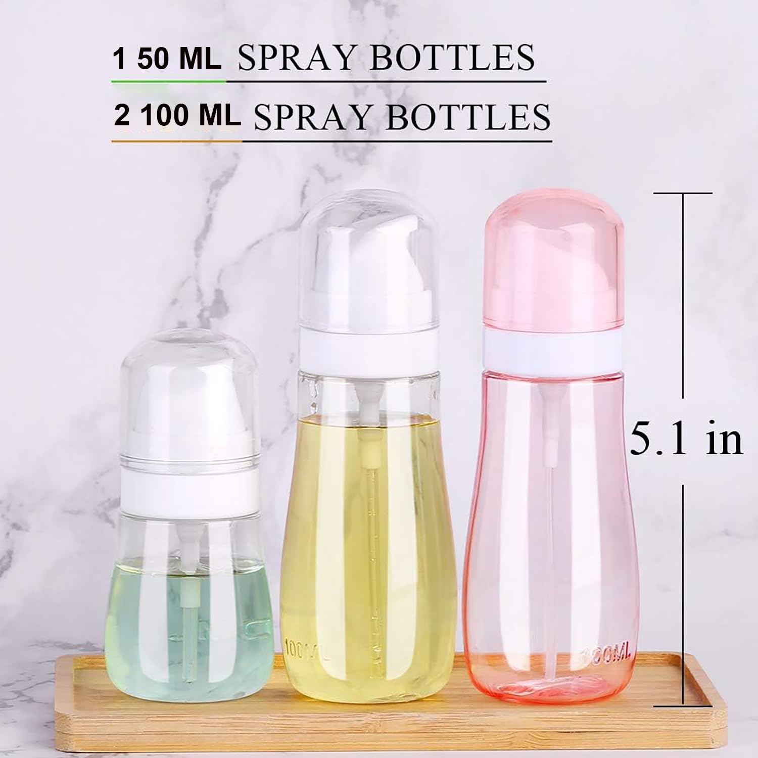 House of Quirk 3-Pack Empty Plastic Spray Bottles (100ml x 2 + 50ml x 1) - Clear Travel-Size Fine Mist Sprayers for Hair, Face, Liquids | BPA-Free | Perfect for DIY Beauty, Essential Oils & Travel Toiletries