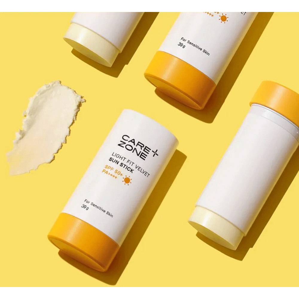 CAREZONE Light Fit Velvet Sun Stick SPF50+ PA++++ 39g - Oil-Free Sunscreen for Face, Non-Greasy UV Protection - Perfect for Outdoor Activities, Travel & Daily Use