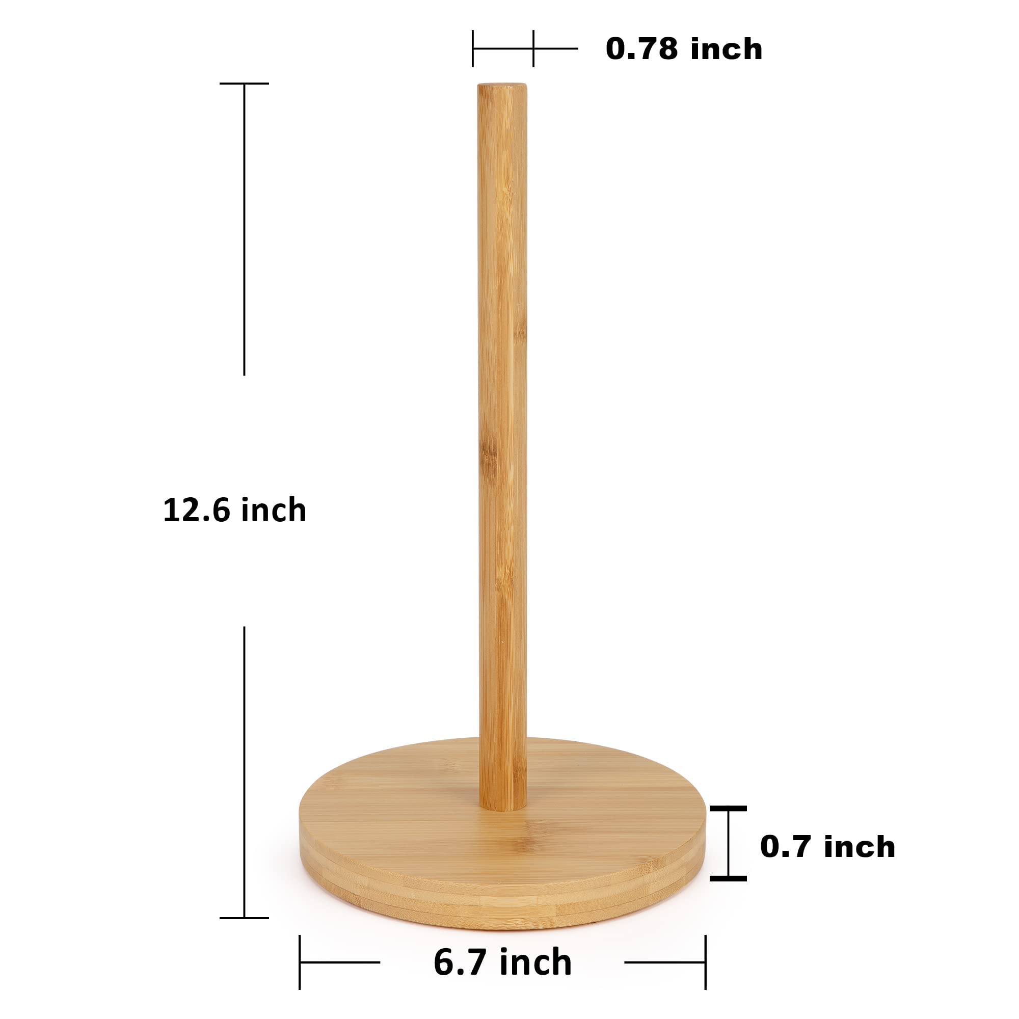 Bamboo Paper Towel Holder - Free Standing Wooden Towel Rack for Kitchen, Bathroom & Bedroom - Countertop Organizer for Paper Towels (A074) - Perfect for Home, Office & RV Use