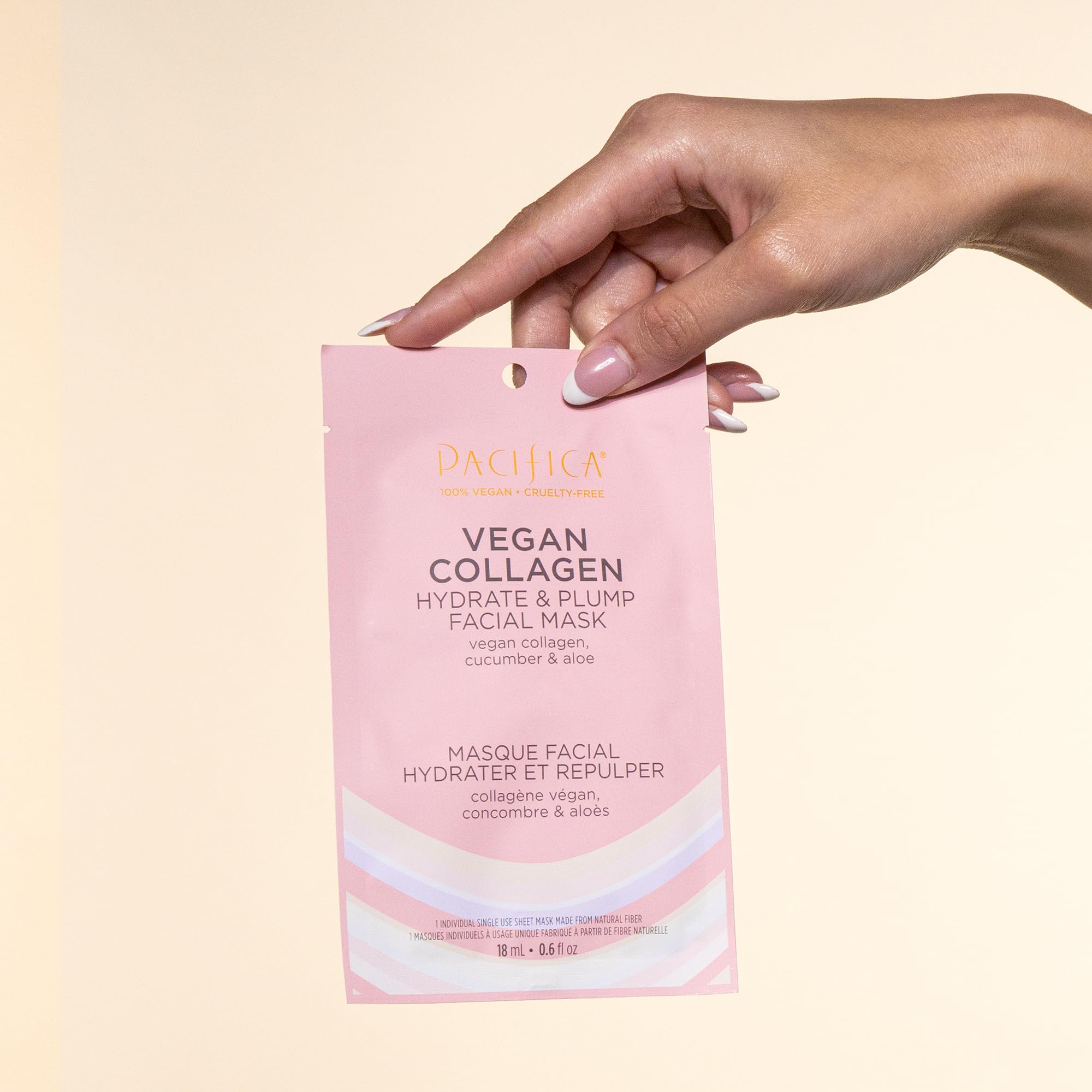 Pacifica Vegan Collagen Sheet Face Mask - Hydrating & Plumping with Cucumber & Aloe - Moisturizing Mask for Dry & Aging Skin - Clean Beauty, Cruelty-Free & Dermatologist Tested - Perfect for Spa Nights & Self-Care Routines