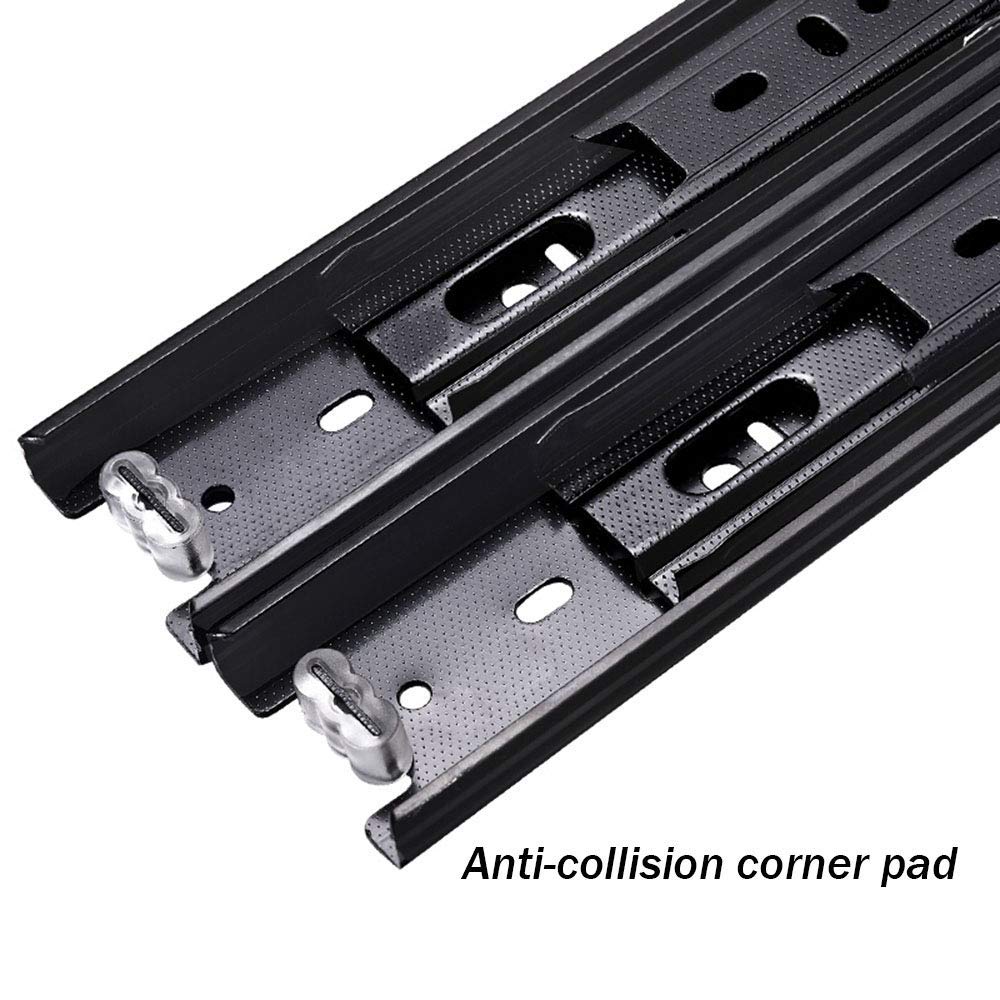Premium Soft Close Drawer Slides - Push to Open, 3-Section Side Mount Drawer Runners, Heavy Duty Black Steel for Smooth & Quiet Operation - Perfect for Living Room, Bedroom, Kitchen Cabinets & Nightstands (16 Inch/400mm)