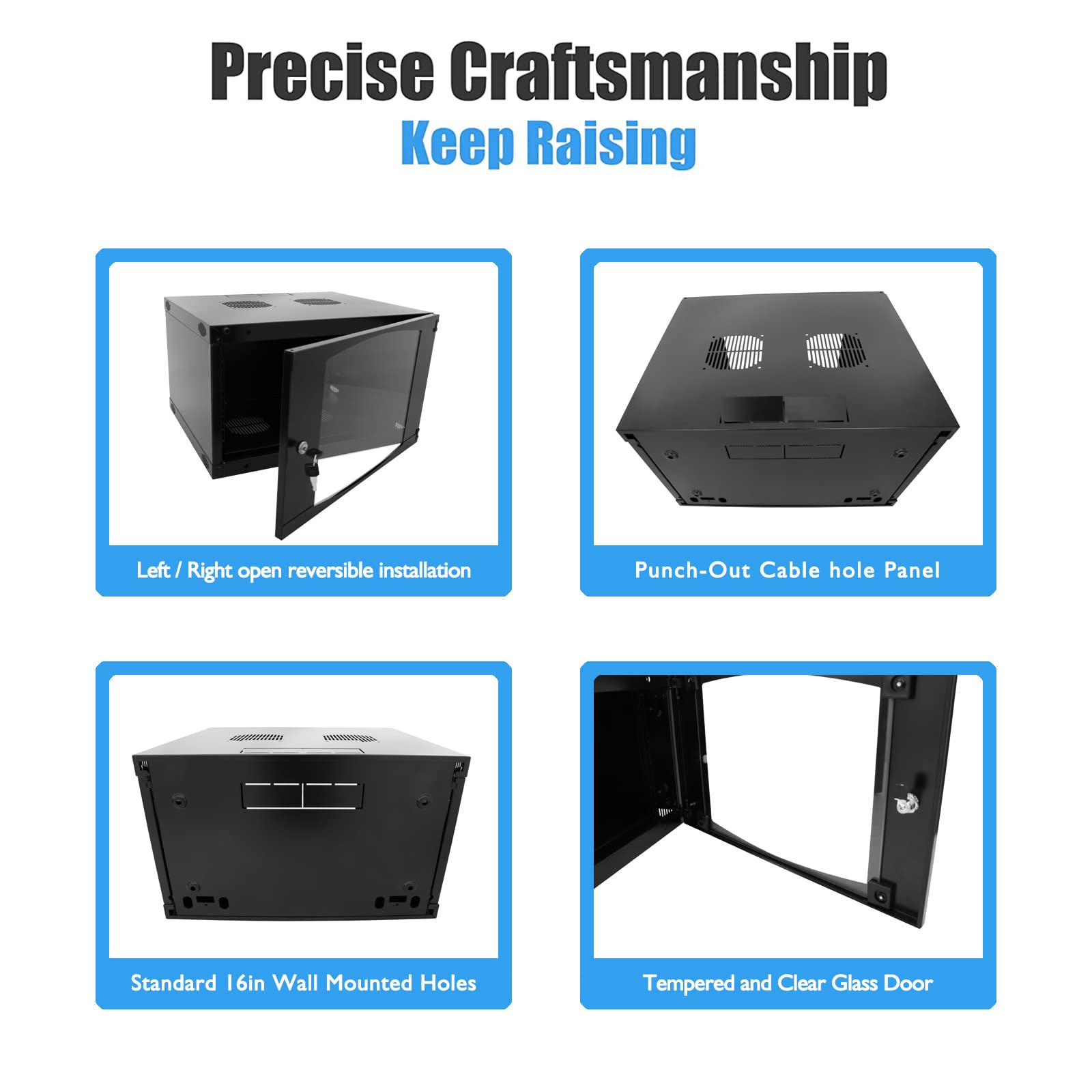 6U 450mm Deep Wall Mount Server Cabinet - 12 Inch Install Depth for Home & Office Networking, Data, WiFi & Video Systems - Perfect for Small Spaces & IT Closets