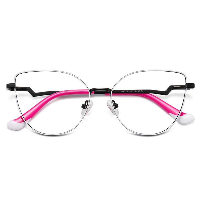 Brightzone Women's Full Rim Square Cat Eye Alloy Eyeglasses Frame 943043 - Stylish & Lightweight for Work, Reading & Fashion Accessories