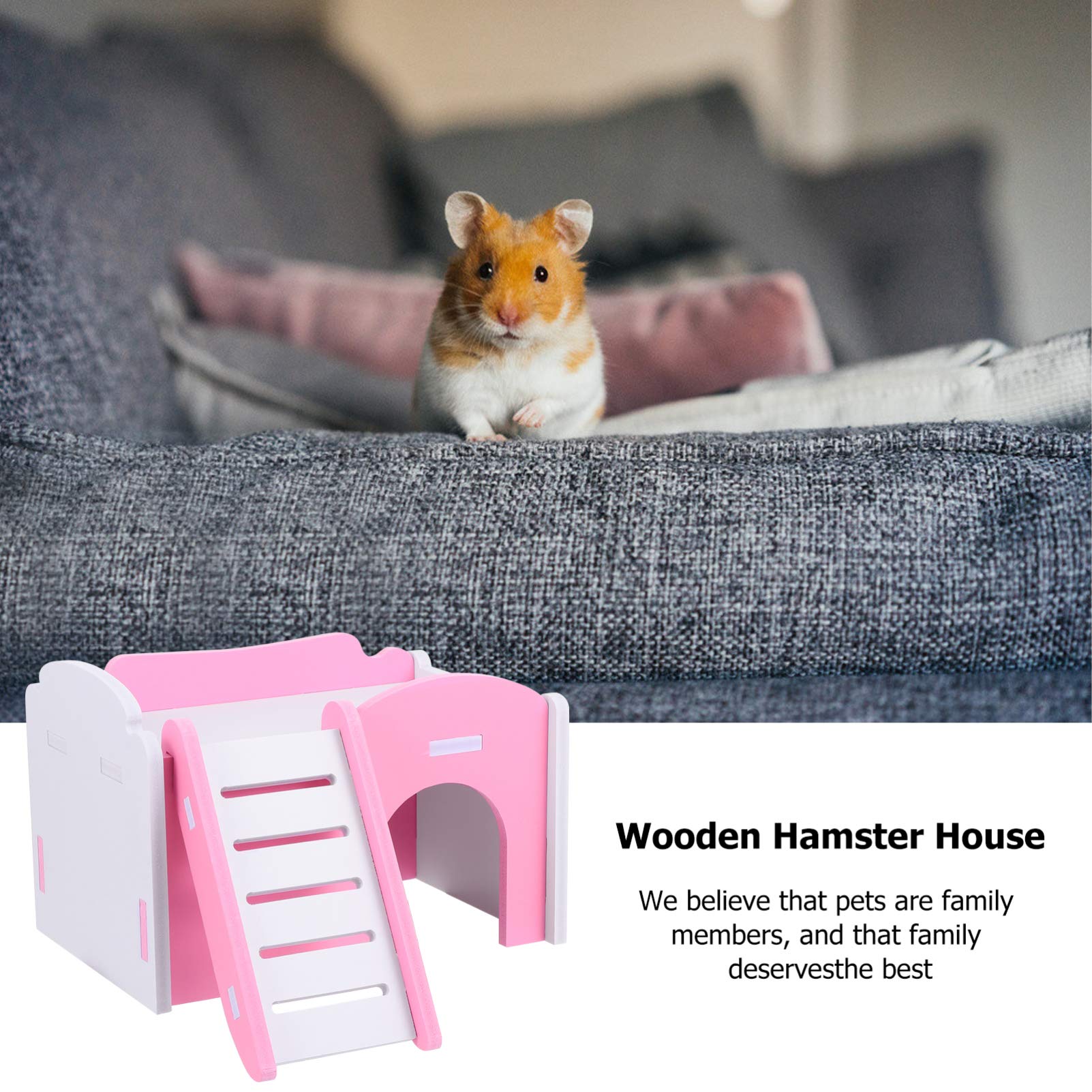 Balacoo Natural Wooden Chew Toys for Hamsters - Small Animal Ladder, Climbing Platform, Hideout Hut & Sleeping Bed - Perfect for Gerbils, Dwarf Hamsters, Chinchillas & Guinea Pigs - Great for Cage Enrichment & Teeth Health