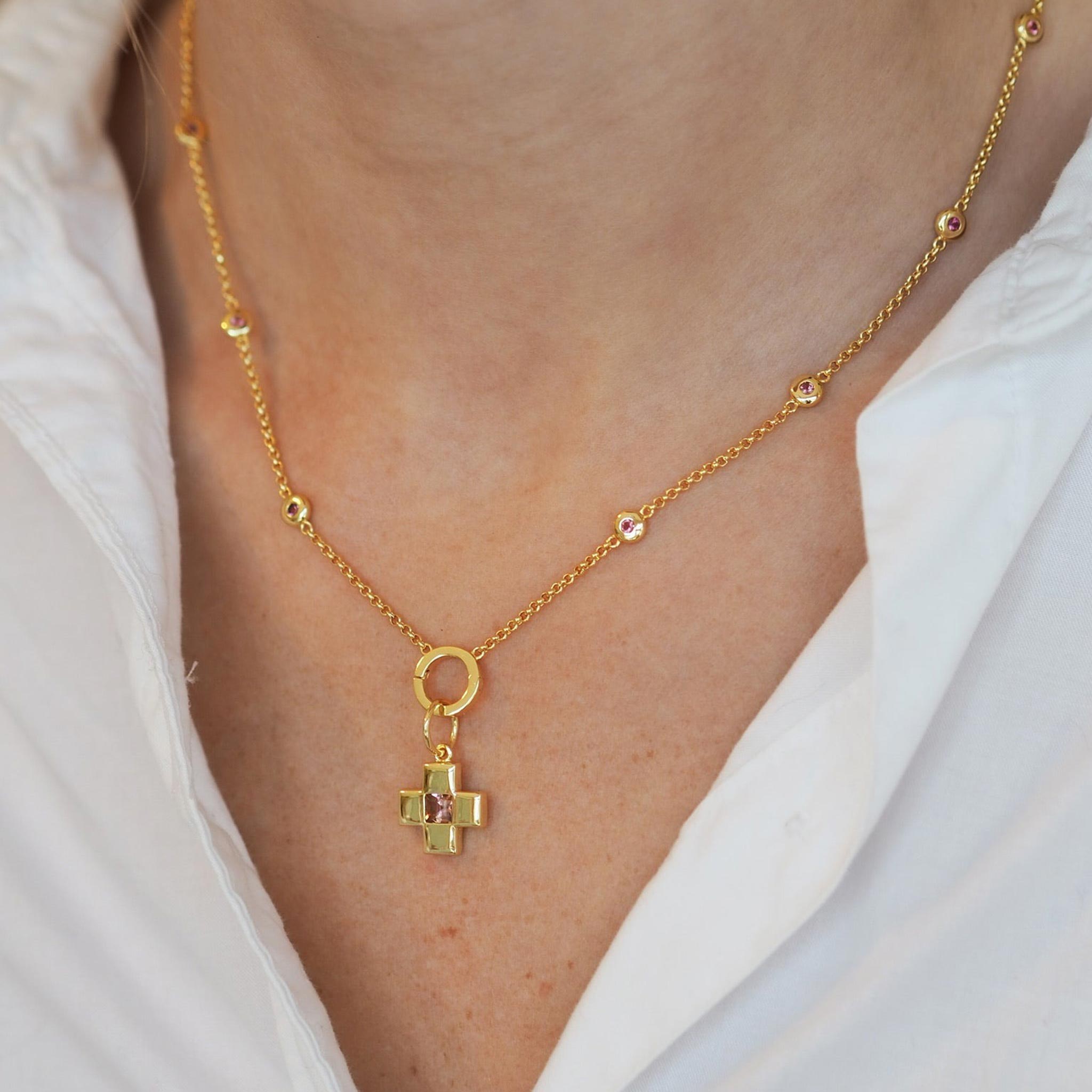Goldbug Collection Pink Tourmaline Bezel Charm Necklace - Elegant Rose Gold Jewelry for Women | Perfect for Valentine's Day Gifts, Anniversary Presents & Special Occasions
