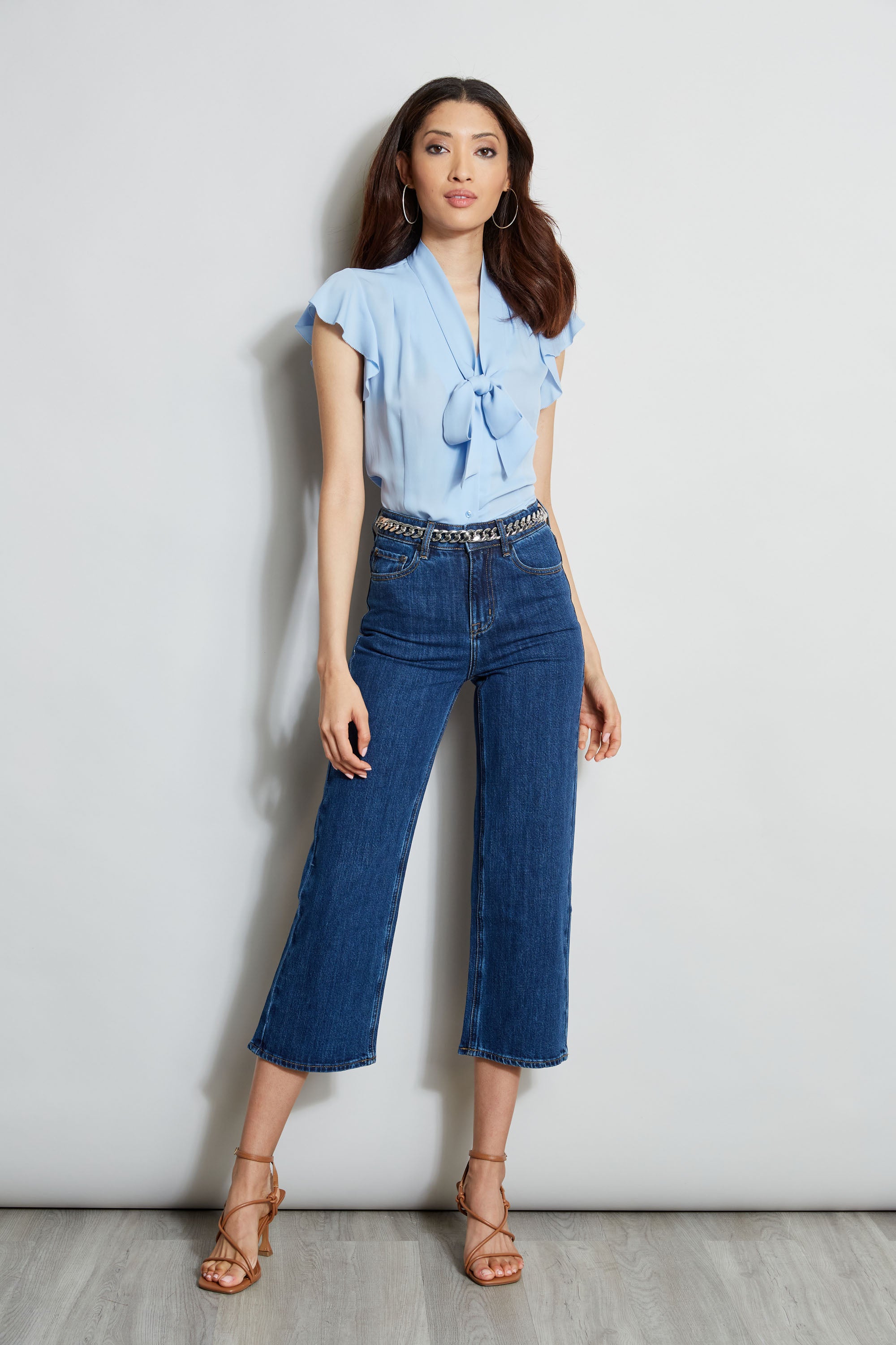 Flutter Sleeve Tie Front Blouse for Women - Elegant Flowy Tops for Office, Date Night & Summer Outfits