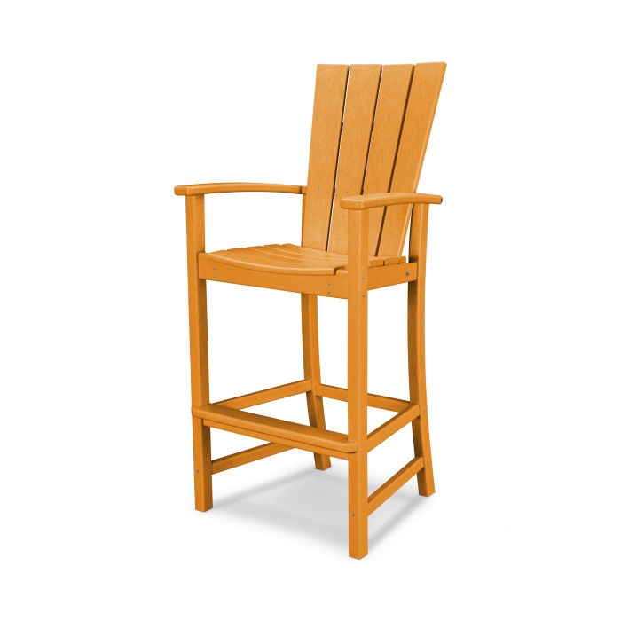 POLYWOOD Quattro Adirondack Bar Chair - Outdoor Patio Furniture, All-Weather Resin Wicker Bar Stool for Deck, Poolside, Garden & Backyard Relaxation