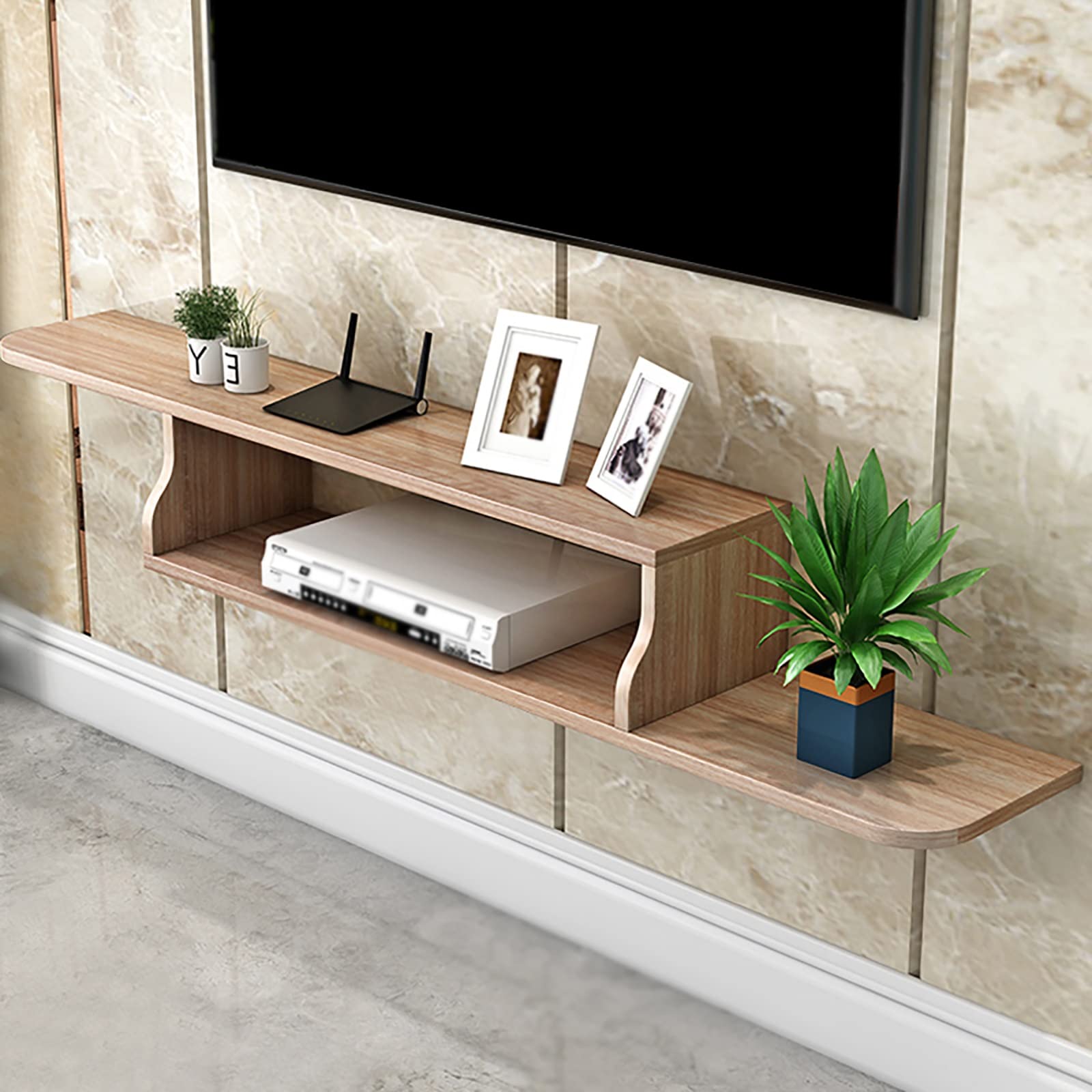 Floating TV Stand Wall Mounted Entertainment Center Cabinet - 100x20cm Modern Storage Unit for TV, Audio, Video Console, Cable Box & Router - Perfect for Living Room, Bedroom & Home Theater Setup (Color: C)