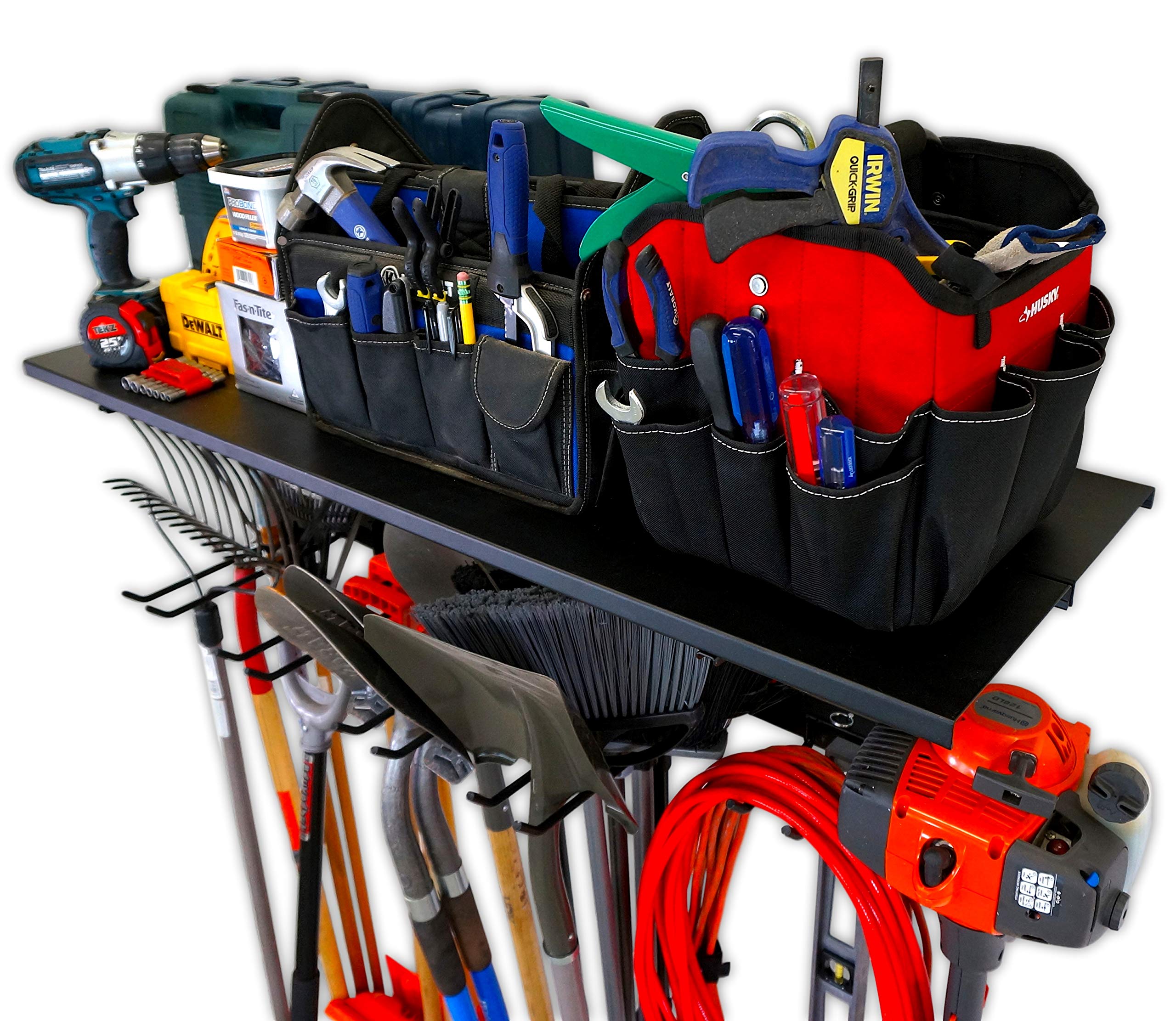 StoreYourBoard Heavy Duty Wall Mounted Storage Rack - 300 lbs Capacity Adjustable Garage Organizer with Hanging Hooks - Perfect for Skateboards, Bikes, Surfboards & Sports Equipment Storage