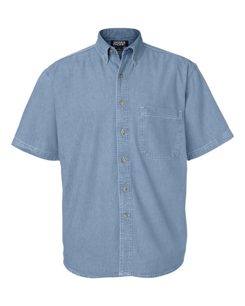 Men's Light Wash Denim Short Sleeve Shirt - 2XL Size - Casual Summer Wear for Outdoor Activities and Street Style