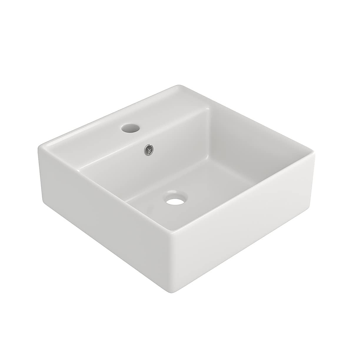 Lepuday 18x18 Inch White Ceramic Wall Mount Floating Vessel Sink - Modern Square Bathroom Sink for Small Spaces, Powder Rooms & Contemporary Vanities
