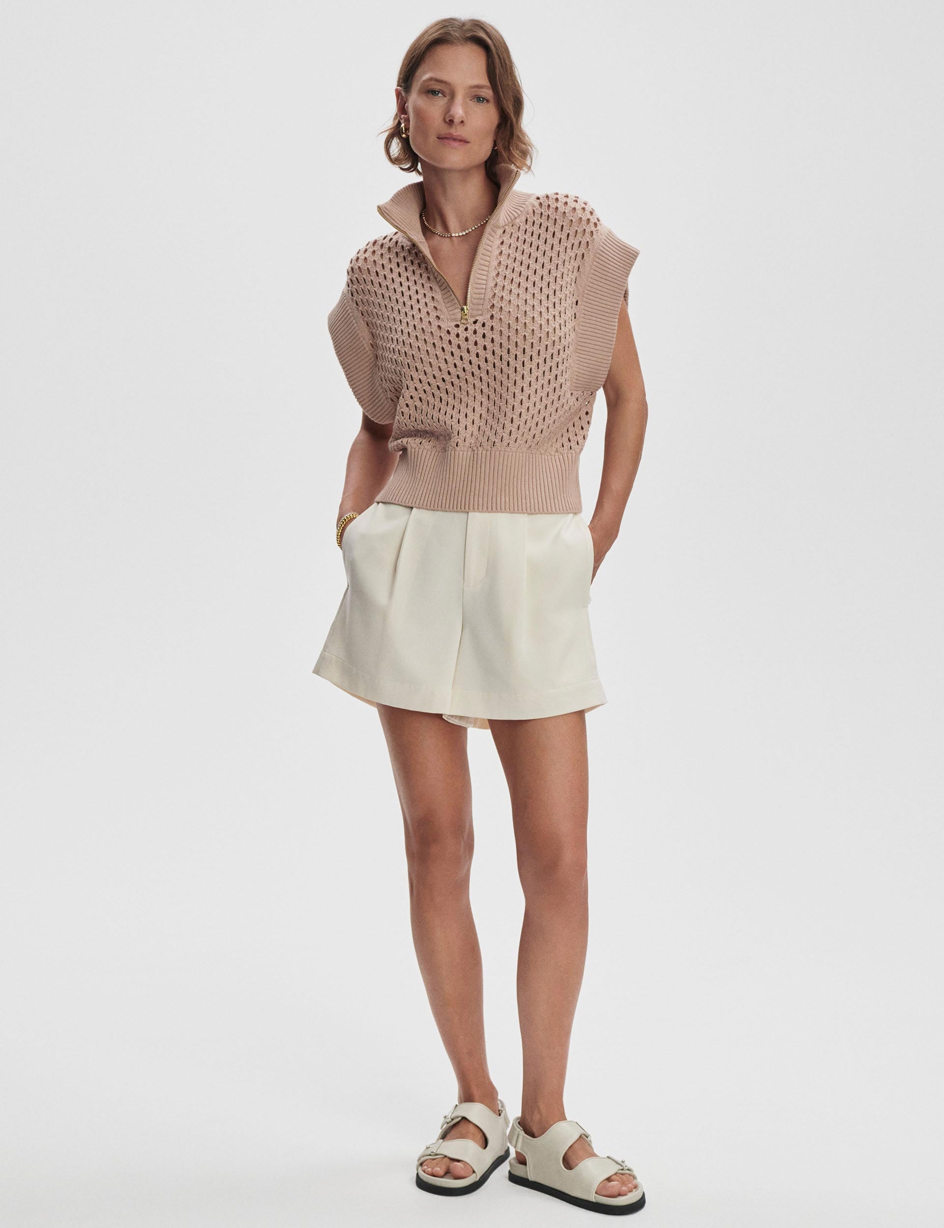Gaines Half Zip Knit Sweater Light Taupe - Cozy Pullover for Women | Perfect for Fall & Winter Layering, Casual Outfits, and Outdoor Activities