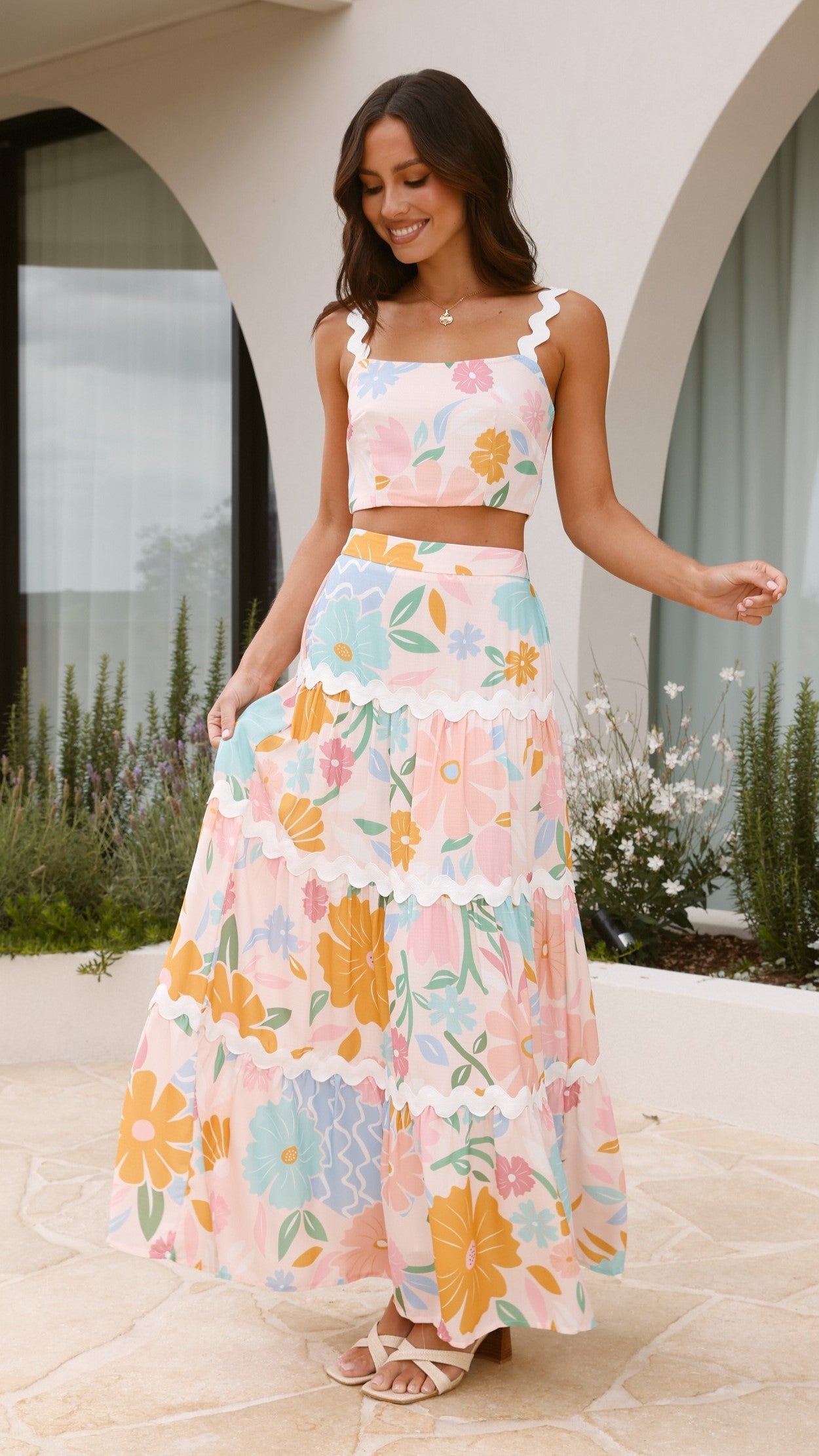 Kalona Maxi Skirt in Blush Petal - Flowy Long Skirt for Women | Perfect for Beach, Vacation & Summer Outfits