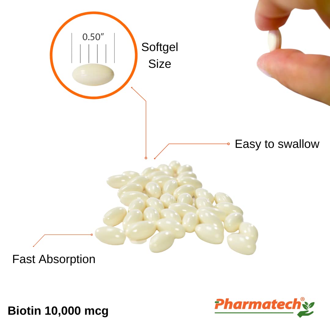 Biotin 10000mcg Vitamin for Hair Growth - Supports Healthy Skin & Nails - Vitamin B7 Supplement for Women - Gluten Free - 120 Softgels - Perfect for Daily Beauty Routine & Hair Care Regimen