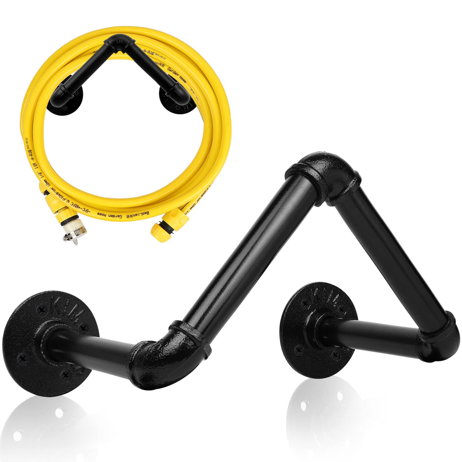 Heavy Duty Wall Mount Garden Hose Holder - Outdoor Metal Hose Hanger Organizer for 5/8 Inch Hose (Up to 150 ft), Ropes & Hydraulic Hoses - Perfect for Yard, Garage & Garden Watering Systems