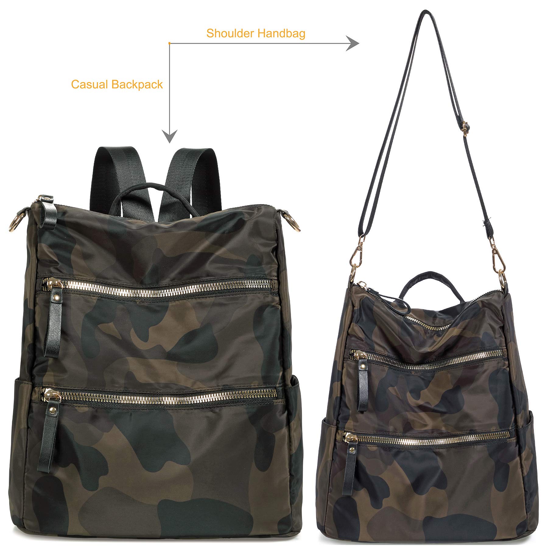 AO ALI VICTORY Women's Anti-Theft Nylon Backpack Purse - Stylish Shoulder Bag & College Bookbag for Travel, School & Daily Use | Lightweight Daypack for Work, Commuting & Casual Outings