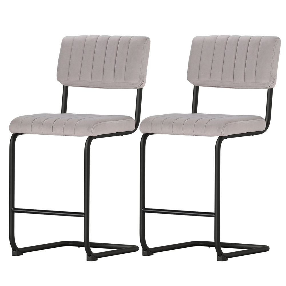 Velvet Upholstered Bar Stools Set of 2 - Modern Counter Height Swivel Stools for Kitchen Island, Breakfast Bar & Home Decor