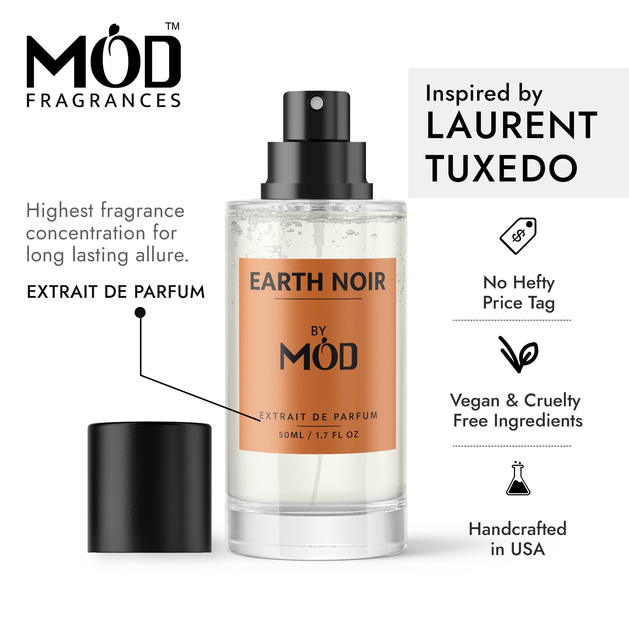 Earth Noir Perfume for Women & Men - Laurent Tuxedo Inspired Fragrance | Long-Lasting Woody & Earthy Unisex Scent | Extrait De Parfum 50ml | Perfect for Date Nights, Office Wear & Special Occasions