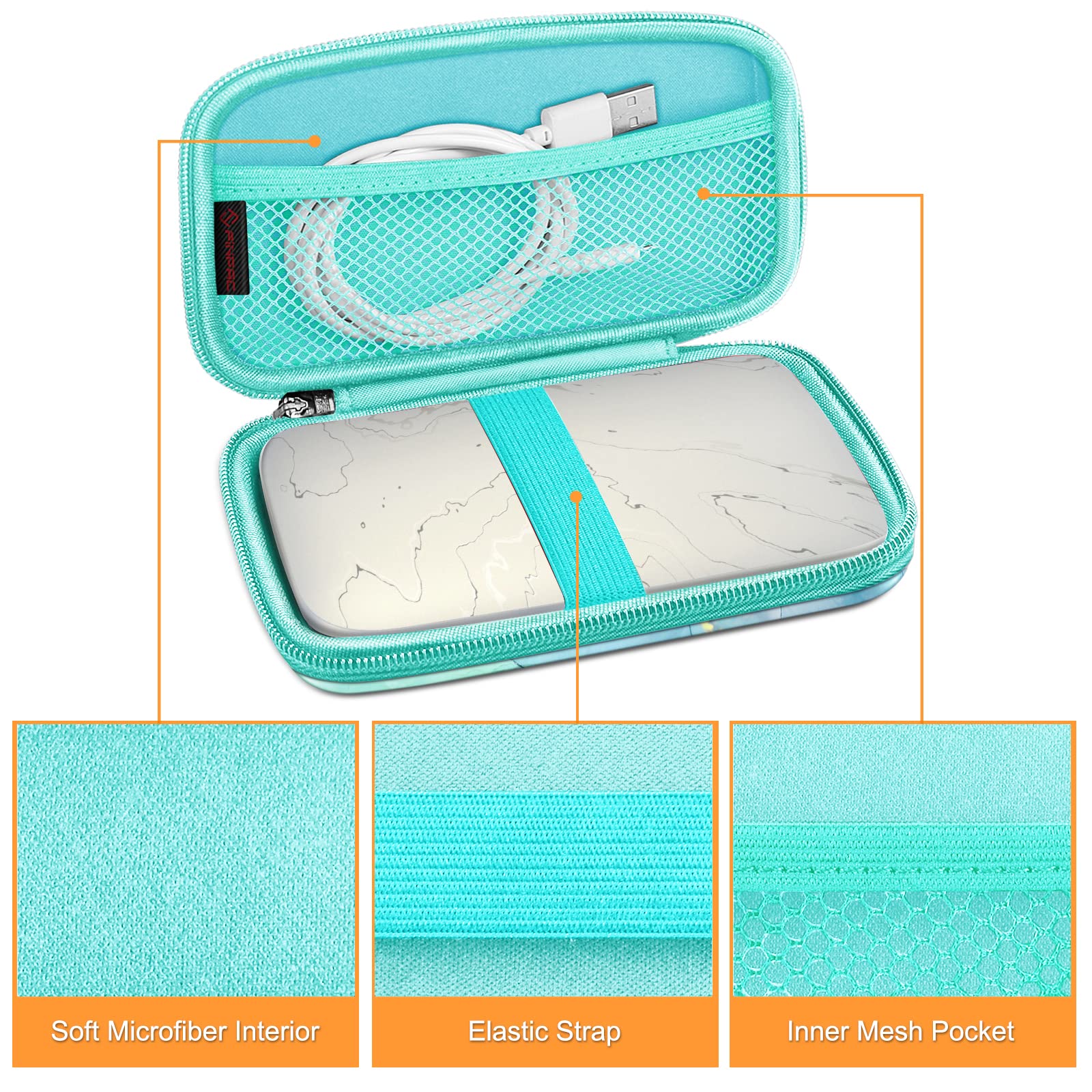 Fintie Shockproof Hard Shell Carrying Case for Fujifilm Instax Mini Link 3/2, HP Sprocket Select/Plus, Canon Ivy CLIQ 2/CLIQ+2 Instant Photo Printers - Emerald Marble Design | Perfect for Travel, Parties & Photo Storage