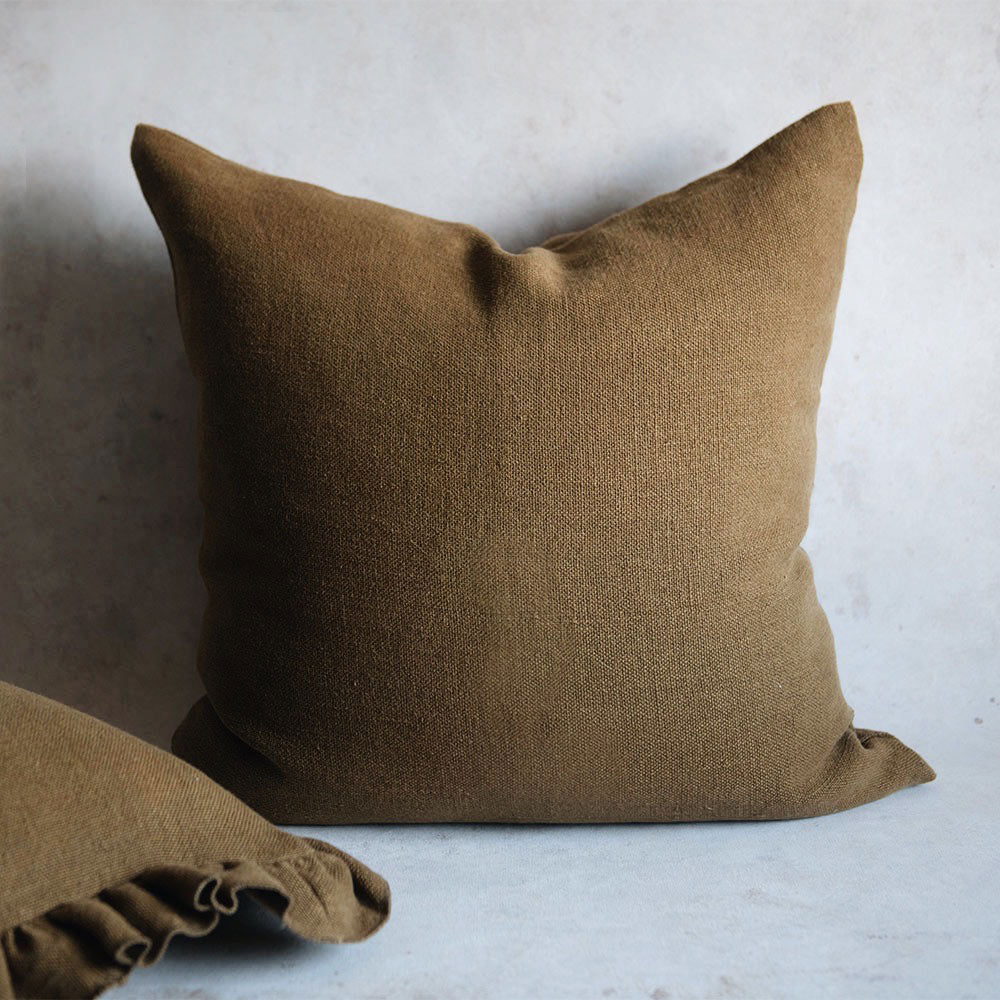 Premium Heavyweight Linen Pillow Cover - Mustard Yellow - Breathable & Durable Home Decor for Living Room, Bedroom, or Sofa