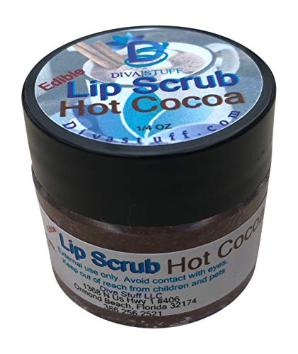 Diva Stuff Ultra Hydrating Lip Scrub - Gentle Exfoliator & Moisturizer for Soft Lips, Hot Cocoa Flavor, ¼ oz | Made in USA | Perfect for Dry Lips, Pre-Makeup Prep & Nighttime Lip Care
