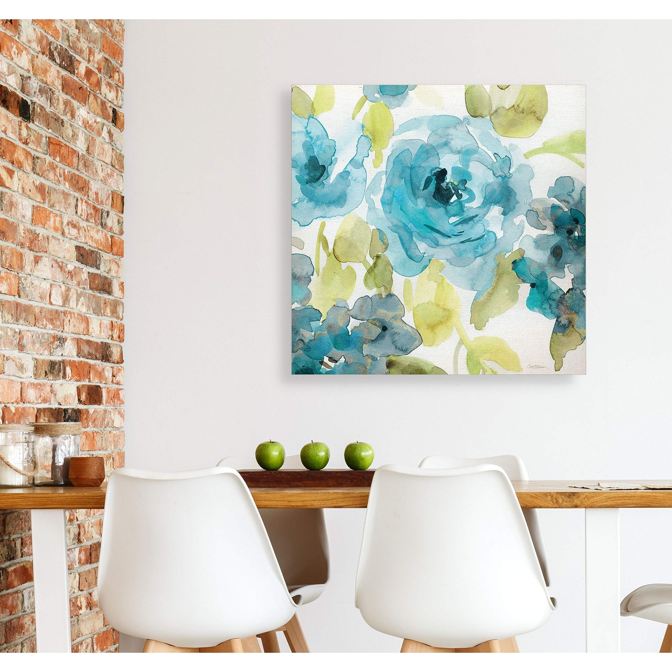 Wexford Home Belle's Blue II Gallery Wrapped Canvas Wall Art - 40x40 Inch Modern Abstract Painting in Yellow, Blue, Green, Red, Black & White - Perfect for Living Room, Bedroom & Office Decor