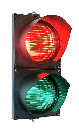 Red Green LED AC Traffic Signal Light - High Visibility Stop & Go Light for Road Safety, Parking Lots, Construction Zones & Traffic Control