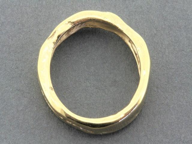 Driftwood Band Gold on Silver Ring - Handmade Boho Jewelry for Women, Nature-Inspired Wedding Band, Stackable Dainty Ring for Everyday Wear & Special Occasions