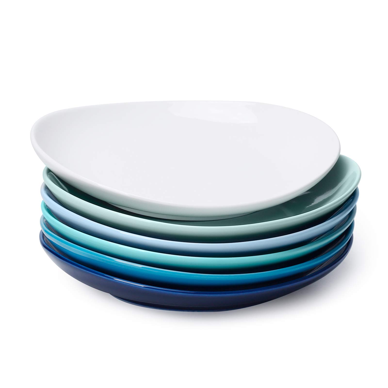 Sweese 7.8 Inch Porcelain Dessert Plates Set of 6 - Microwave & Oven Safe Salad Appetizer Plates - Azure Dreamscape Color - Perfect for Parties, Weddings & Home Dining
