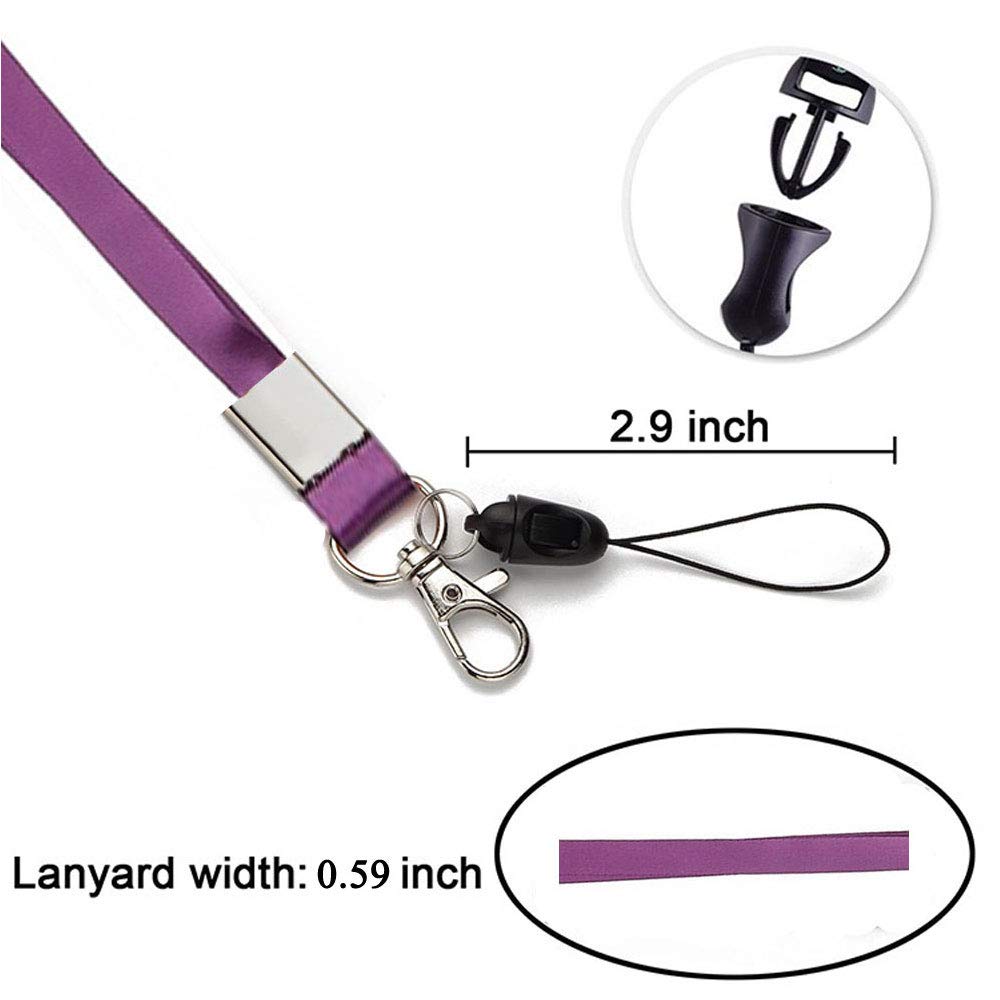 2 Packs Retractable ID Badge Holder with Lanyard - Vertical Clear PVC Card Holder, Waterproof Resealable Zipper (Purple/Gray) - Perfect for Office, School, Events & Security Access Control