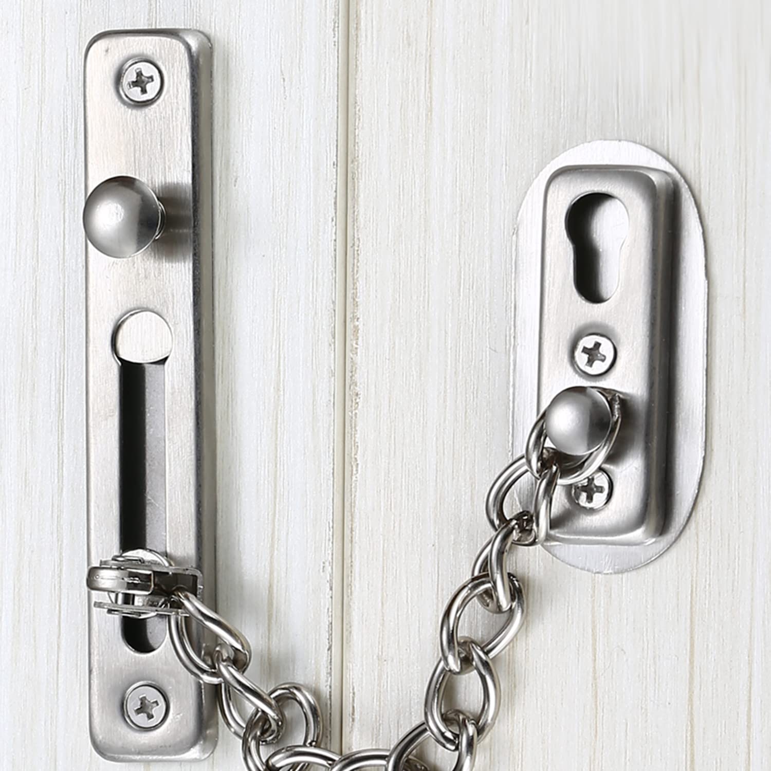 304 Stainless Steel Burglarproof Chain Door Guard - MroMax Home Security Lock for Enhanced Safety (Silver, 1-Pack) | Perfect for Apartments, Hotels & Residential Doors