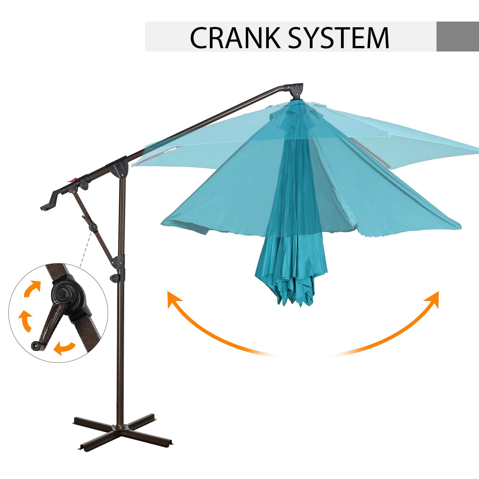COBANA 10ft Offset Hanging Patio Umbrella - 360° Rotating Outdoor Cantilever Umbrella with Crank & Tilt System - Perfect for Poolside, Backyard, Garden, and Patio Shade