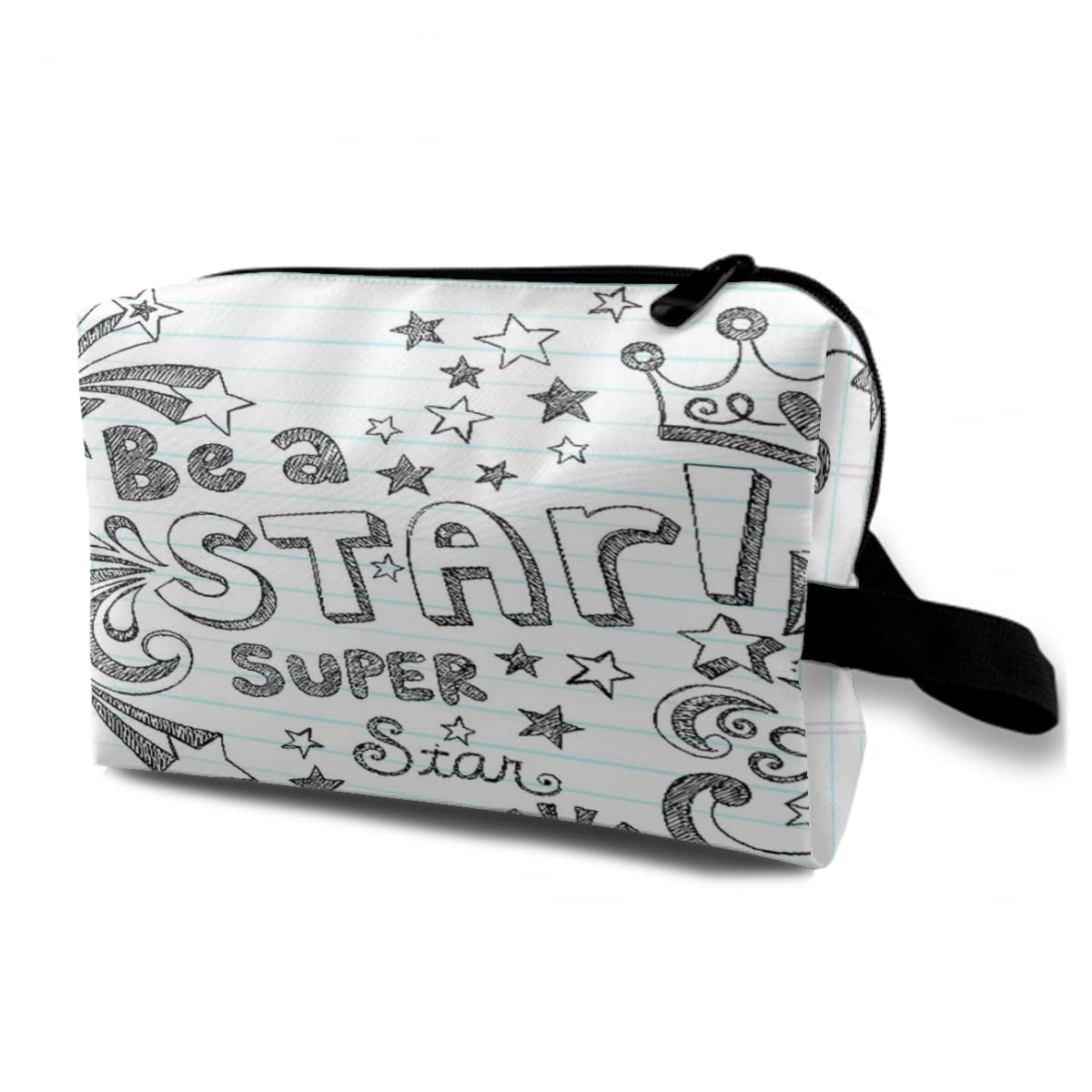 Waterproof Large Travel Makeup Bag - Reusable Cosmetic Organizer with Princess Crown Design, Sketchy Notebook Doodles for Women | Perfect for Travel, Gym, Beach & Outdoor Adventures