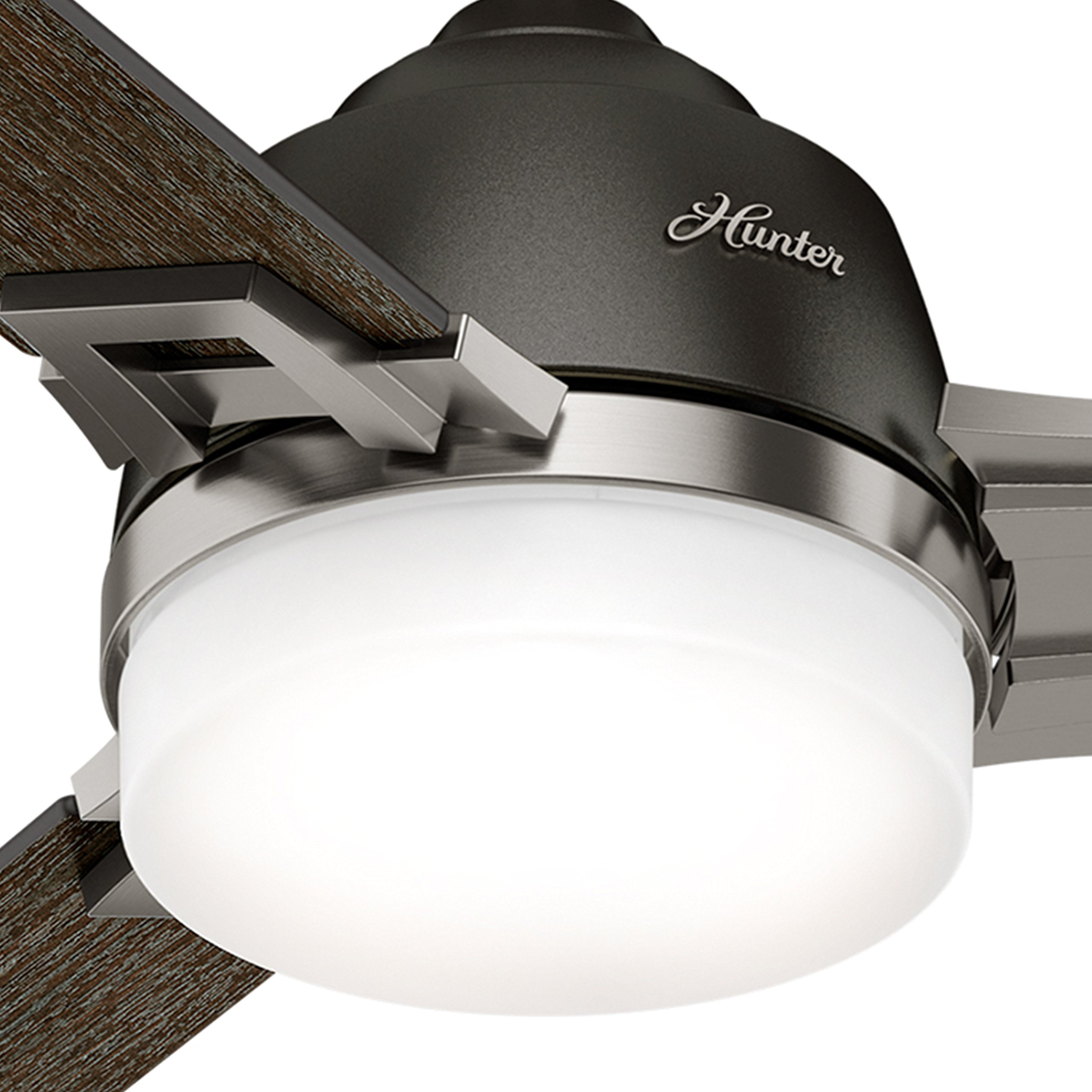 Hunter Fan 48 Inch Modern Ceiling Fan with LED Light Kit & Remote Control - Noble Bronze Finish | Energy Efficient Cooling for Living Room, Bedroom & Office (Renewed)